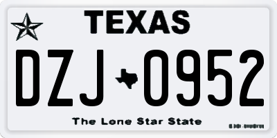 TX license plate DZJ0952