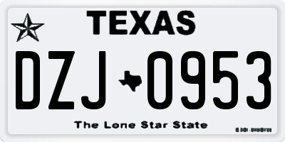 TX license plate DZJ0953