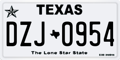 TX license plate DZJ0954
