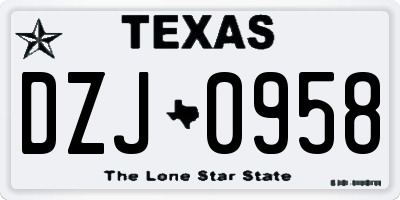 TX license plate DZJ0958