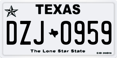 TX license plate DZJ0959