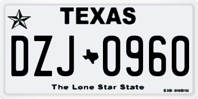 TX license plate DZJ0960