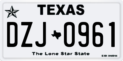 TX license plate DZJ0961