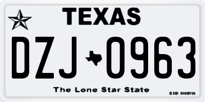 TX license plate DZJ0963