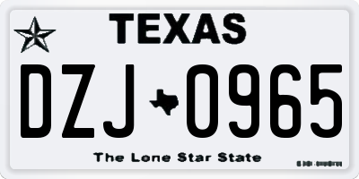 TX license plate DZJ0965
