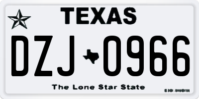 TX license plate DZJ0966
