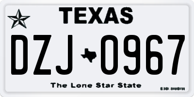 TX license plate DZJ0967
