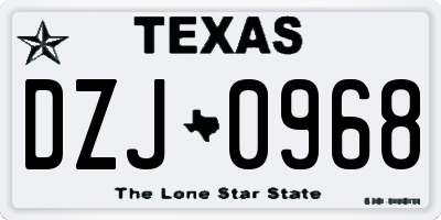 TX license plate DZJ0968