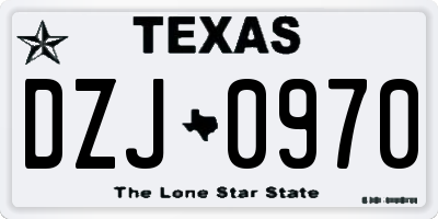 TX license plate DZJ0970