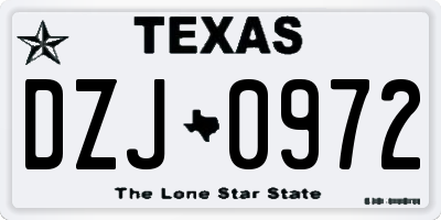 TX license plate DZJ0972