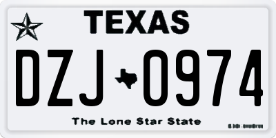 TX license plate DZJ0974