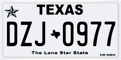 TX license plate DZJ0977