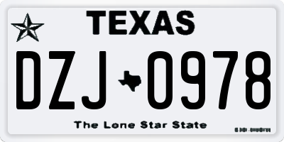TX license plate DZJ0978