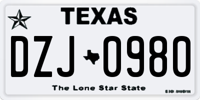 TX license plate DZJ0980
