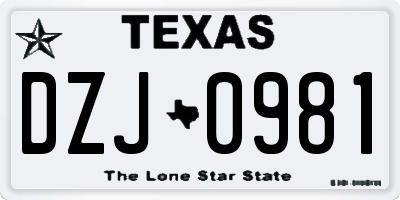 TX license plate DZJ0981