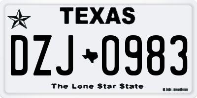 TX license plate DZJ0983