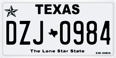 TX license plate DZJ0984