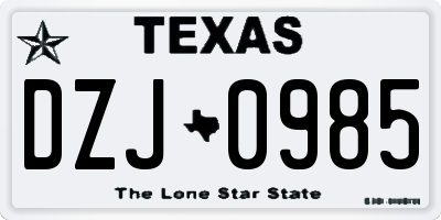 TX license plate DZJ0985
