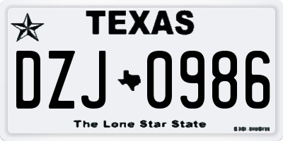 TX license plate DZJ0986