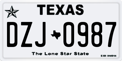 TX license plate DZJ0987