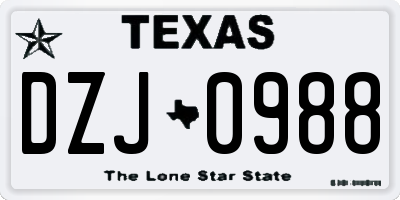 TX license plate DZJ0988