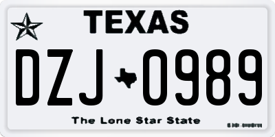 TX license plate DZJ0989