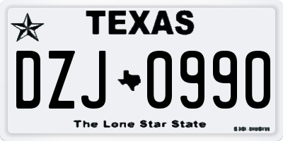 TX license plate DZJ0990