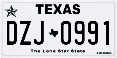 TX license plate DZJ0991