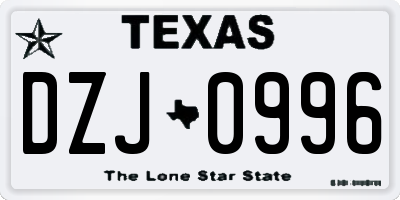 TX license plate DZJ0996