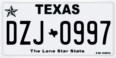 TX license plate DZJ0997