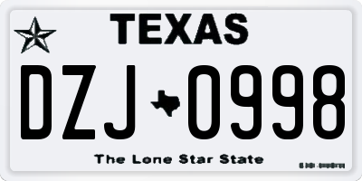 TX license plate DZJ0998