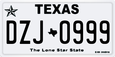 TX license plate DZJ0999