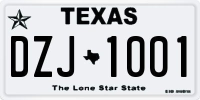 TX license plate DZJ1001