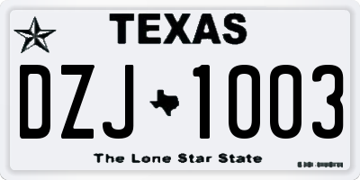 TX license plate DZJ1003