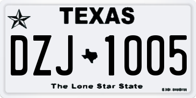 TX license plate DZJ1005