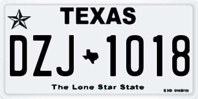 TX license plate DZJ1018
