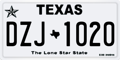 TX license plate DZJ1020