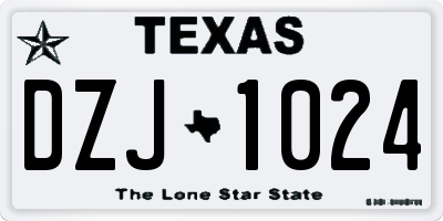 TX license plate DZJ1024
