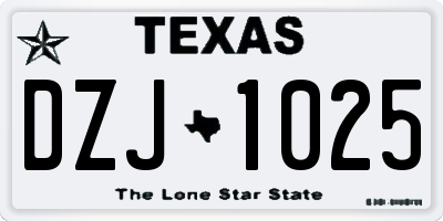 TX license plate DZJ1025