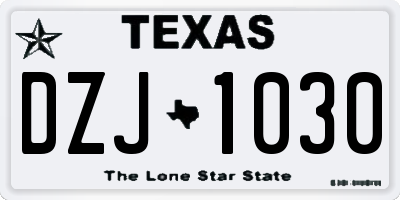 TX license plate DZJ1030