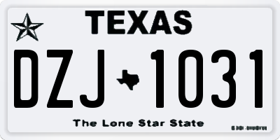 TX license plate DZJ1031