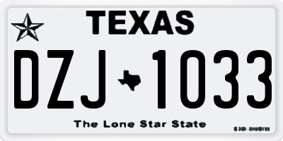 TX license plate DZJ1033