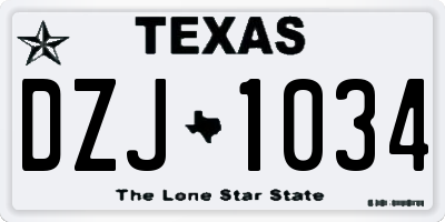 TX license plate DZJ1034