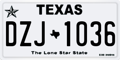 TX license plate DZJ1036