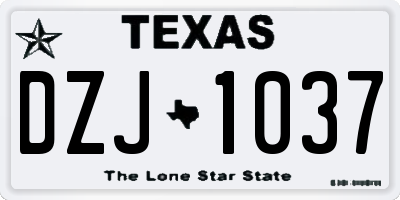 TX license plate DZJ1037