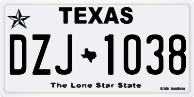 TX license plate DZJ1038