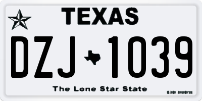 TX license plate DZJ1039