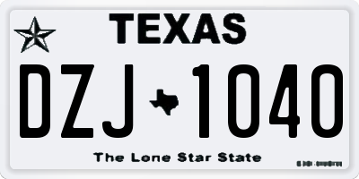 TX license plate DZJ1040