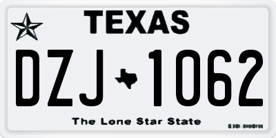 TX license plate DZJ1062