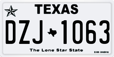 TX license plate DZJ1063